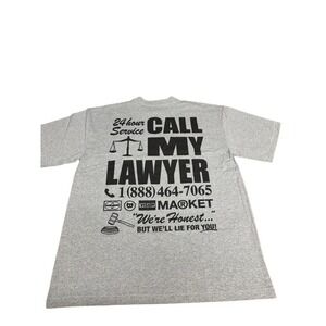 NWT!! "Market" Call My Lawyer Graphic T-Shirt Grey Mens XXL Short Sleeve Crewnec